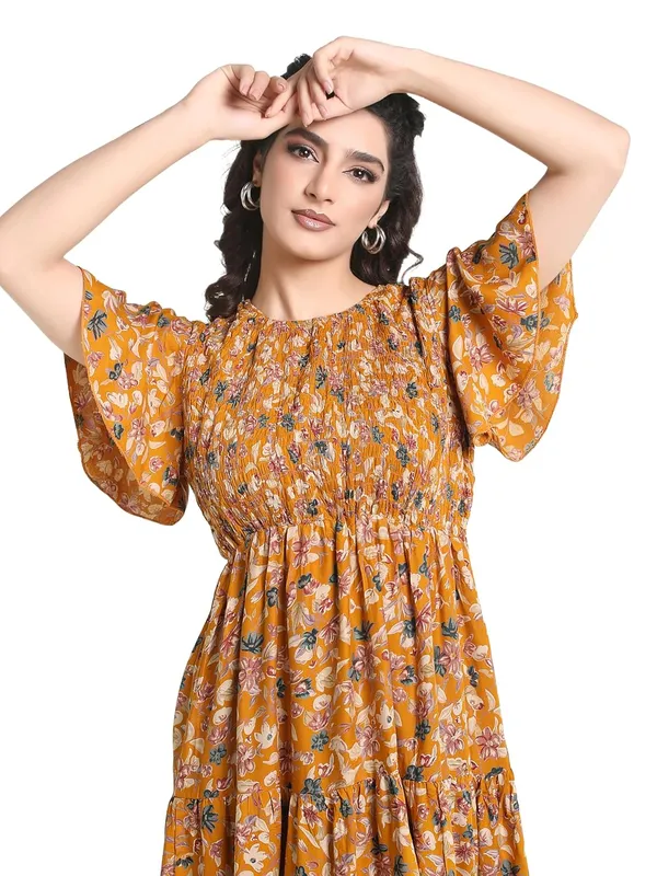 Yellow_Rayon_One_Piece_Midi_Dress_For_Women