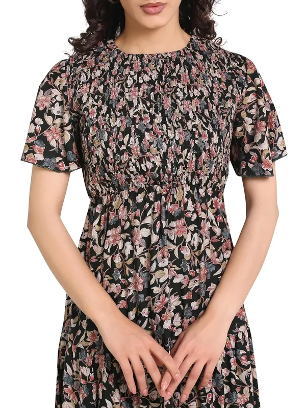 Dark_Green_Floral_Rayon_One_Piece_Midi_Dress_For_Women