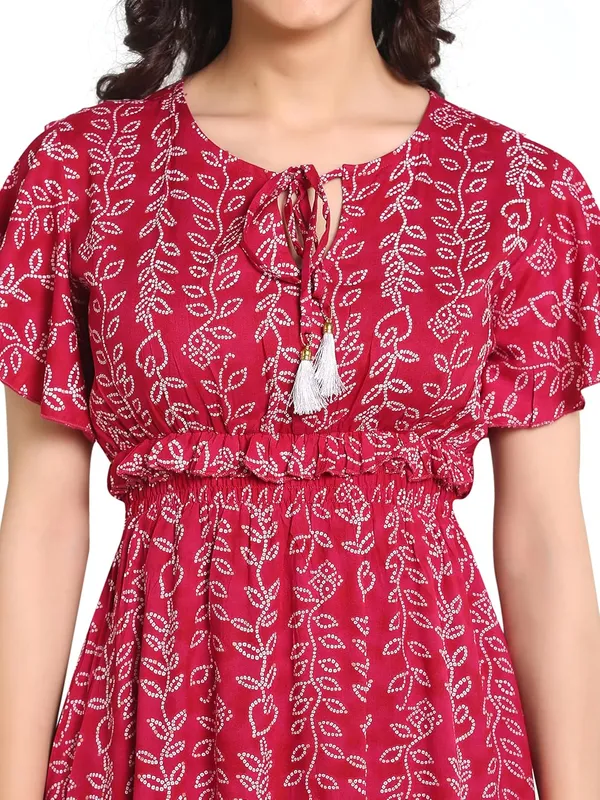 Pink_Round_Neck_Dori_Rayon_One_Piece_Midi_Dress_For_Women