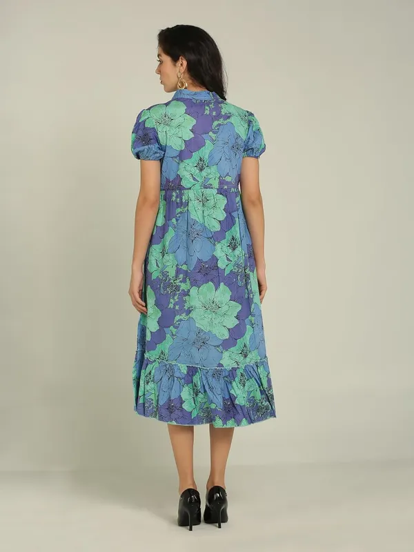 Blue_&_Purple_Floral_Cotton_One_Piece_Midi_Dress_For_Women