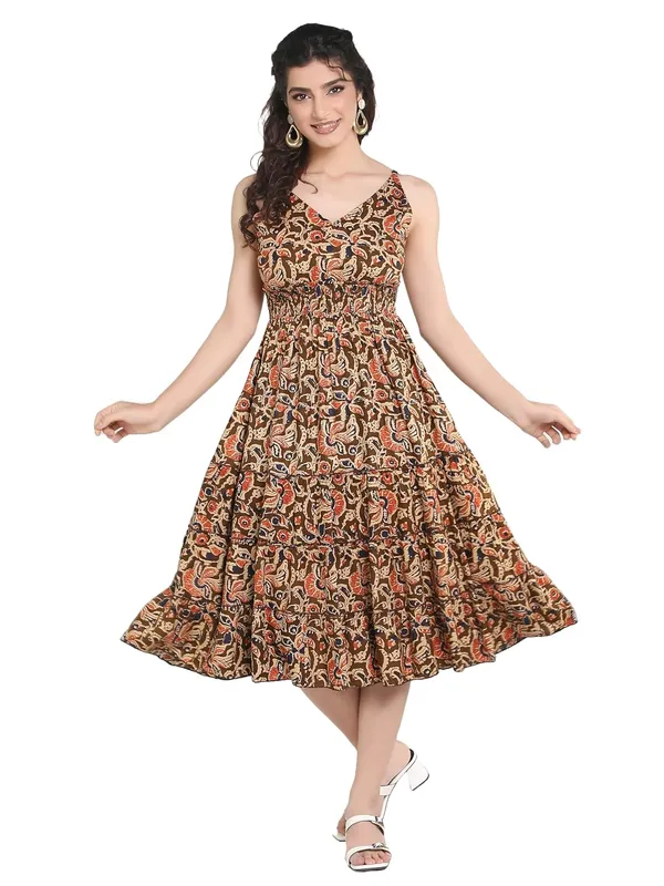 Rust_Kalmakari_Rayon_One_Piece_Midi_Dress_For_Women