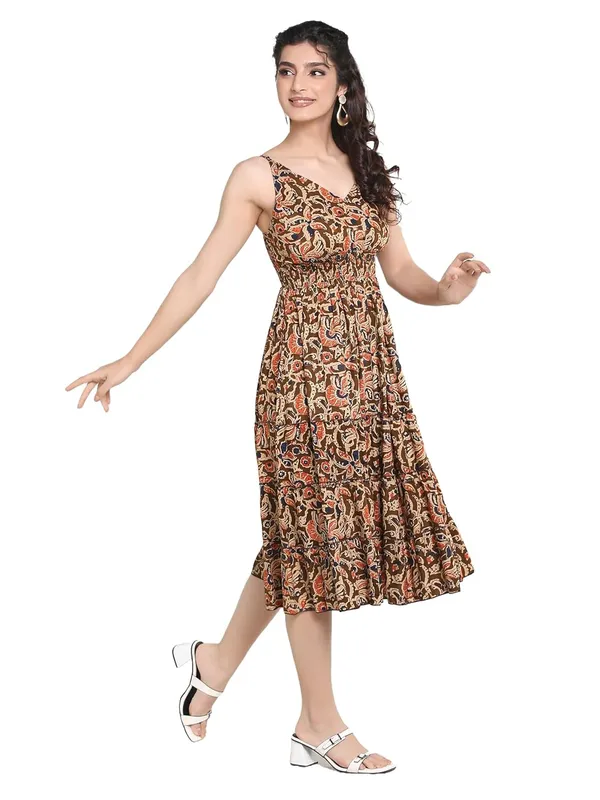 Rust_Kalmakari_Rayon_One_Piece_Midi_Dress_For_Women