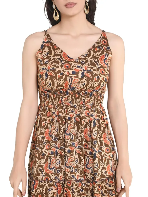 Rust_Kalmakari_Rayon_One_Piece_Midi_Dress_For_Women