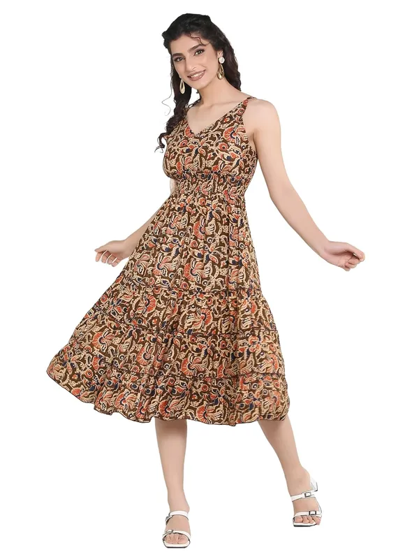 Rust_Kalmakari_Rayon_One_Piece_Midi_Dress_For_Women