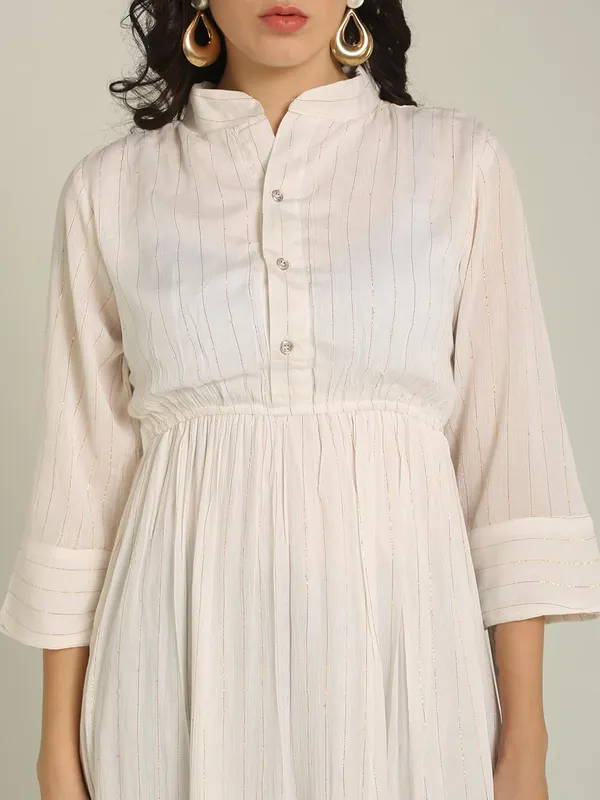White_High_Stand_Lurex_One_Piece_Midi_Dress_For_Women