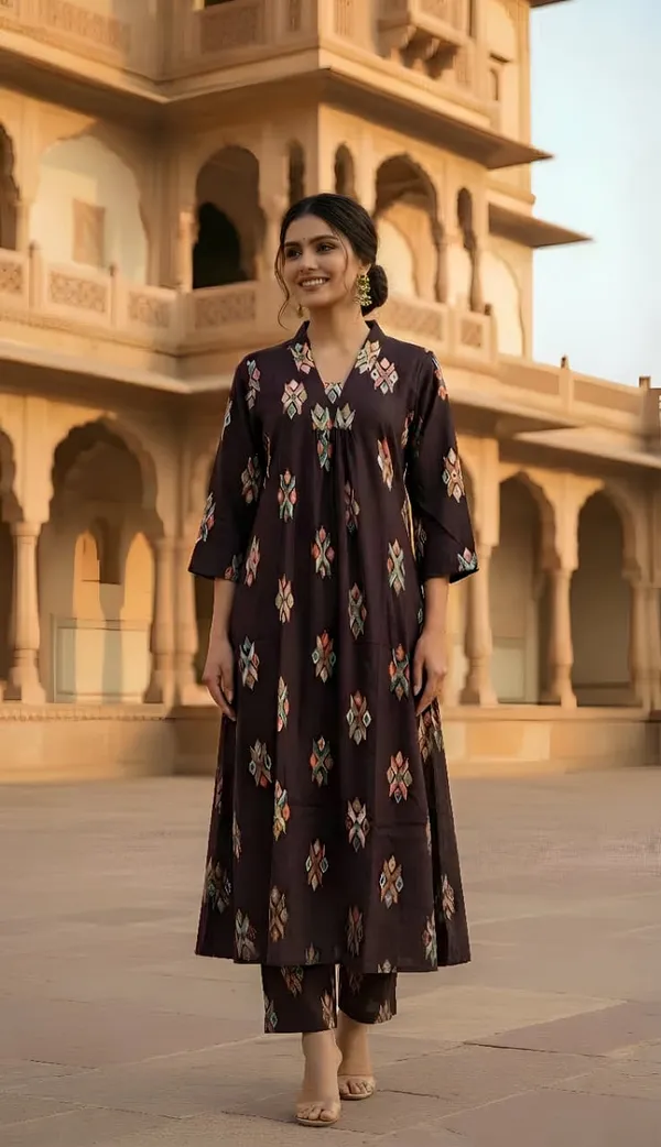 Dark_Brown_Rayon_kurti_Set_