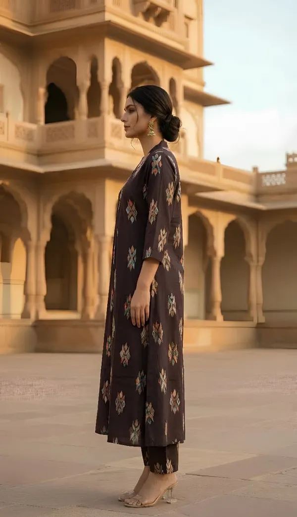 Dark_Brown_Rayon_kurti_Set_