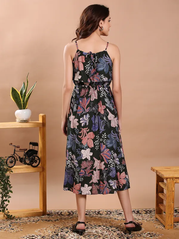 Dark_Green_Stripe_Style_Midi_Dress_For_Women