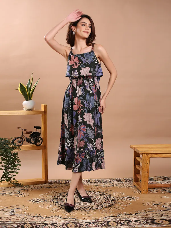 Dark_Green_Stripe_Style_Midi_Dress_For_Women