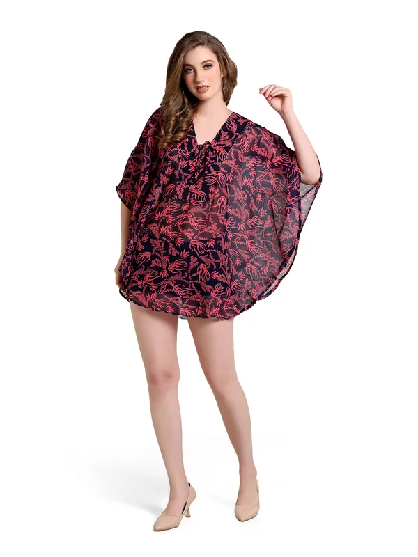 Dark_Pink_&_Black_Kaftan_Dress_For_Women
