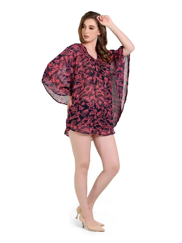 Dark_Pink_&_Black_Kaftan_Dress_For_Women