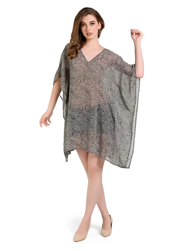 Gray_&_Black_Kaftan_Dress_For_Women