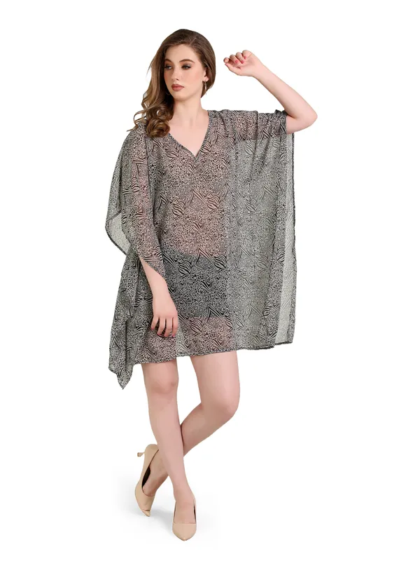 Gray_&_Black_Kaftan_Dress_For_Women