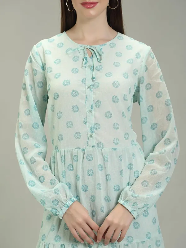 Ice-Blue_Polyester_One_Piece_Midi_Dress_For_Women