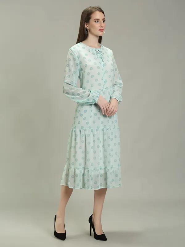 Ice-Blue_Polyester_One_Piece_Midi_Dress_For_Women