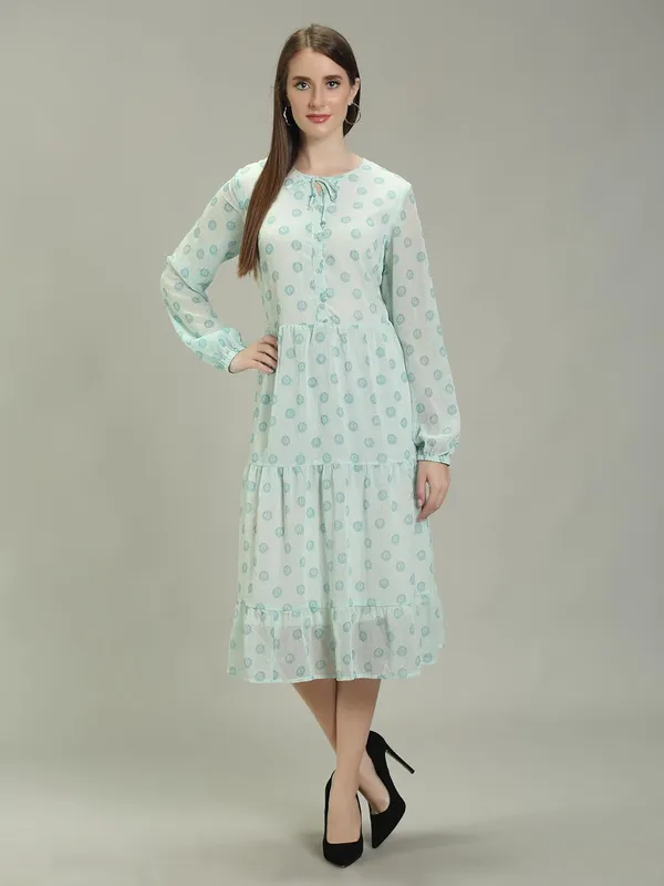 Ice-Blue_Polyester_One_Piece_Midi_Dress_For_Women