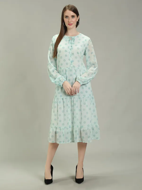 Ice-Blue_Polyester_One_Piece_Midi_Dress_For_Women