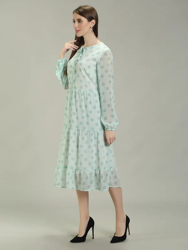 Ice-Blue_Polyester_One_Piece_Midi_Dress_For_Women