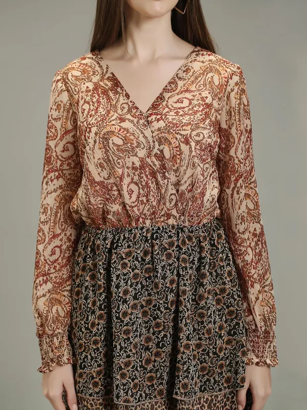 Brown_Comfortable_&_Flexible_Fit_Georgette_Short_Midi_Dress_For_Women