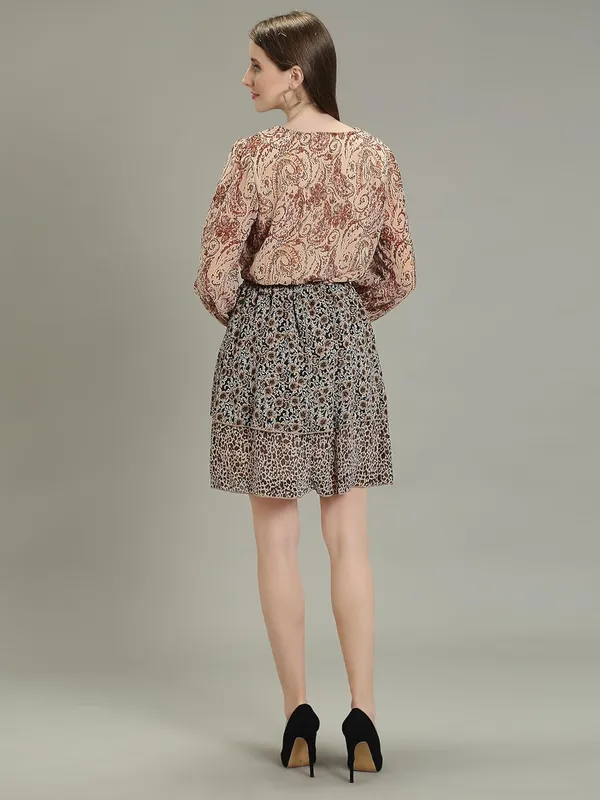 Brown_Comfortable_&_Flexible_Fit_Georgette_Short_Midi_Dress_For_Women
