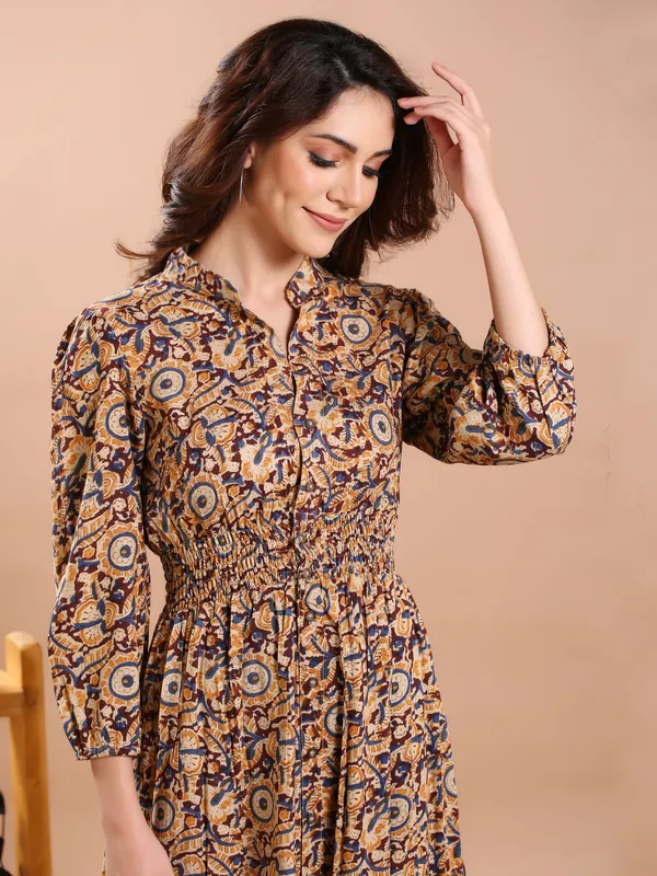 Kalamkari_Print_Rayon_Calf_Length_Midi_Dress_For_Women