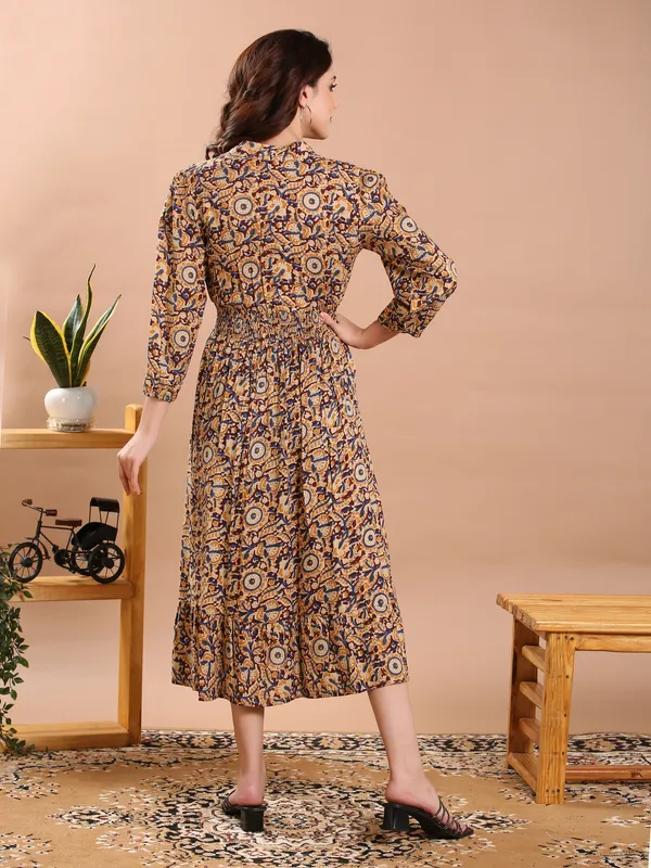 Kalamkari_Print_Rayon_Calf_Length_Midi_Dress_For_Women