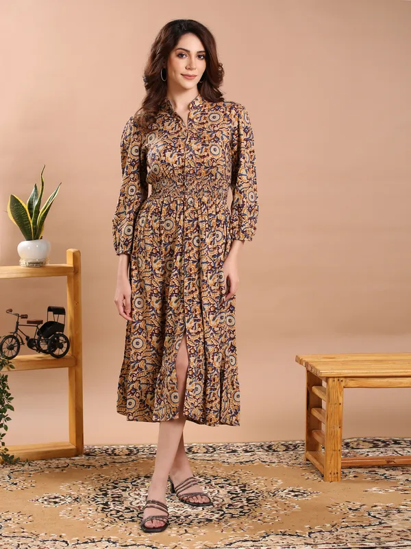 Kalamkari_Print_Rayon_Calf_Length_Midi_Dress_For_Women