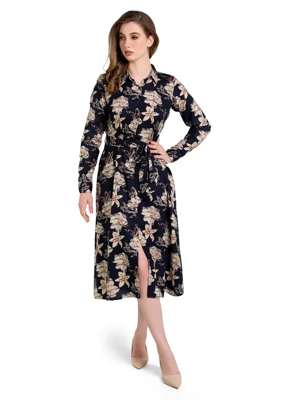 Navy_Blue_Floral_Reyon_Long_One_Piece_Midi_Dress_For_Women