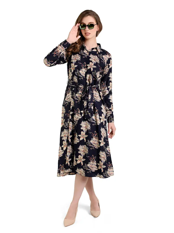 Navy_Blue_Floral_Reyon_Long_One_Piece_Midi_Dress_For_Women