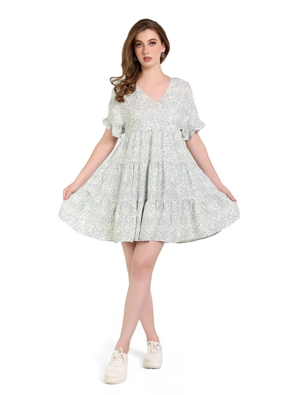 Pastal_Green_Tinyprint_Floral_Viscose_One_Piece_Midi_Dress_For_Women