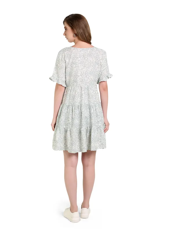 Pastal_Green_Tinyprint_Floral_Viscose_One_Piece_Midi_Dress_For_Women