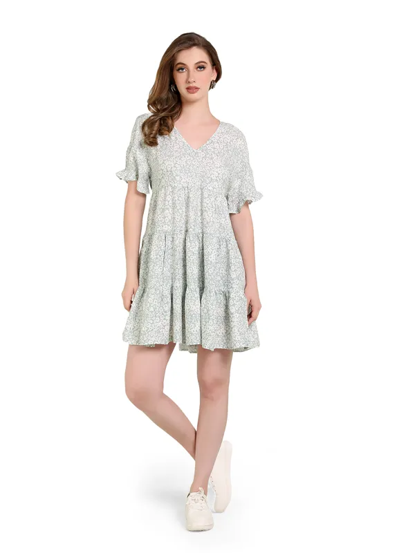 Pastal_Green_Tinyprint_Floral_Viscose_One_Piece_Midi_Dress_For_Women