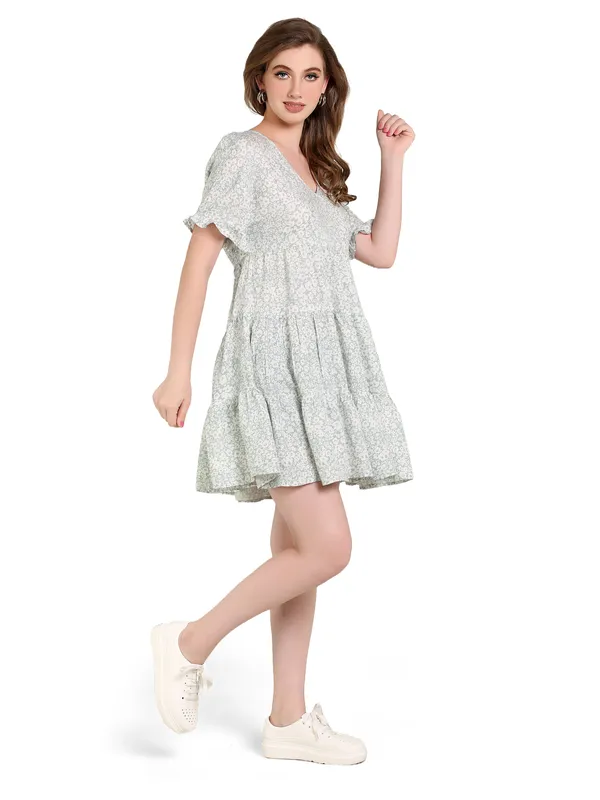 Pastal_Green_Tinyprint_Floral_Viscose_One_Piece_Midi_Dress_For_Women