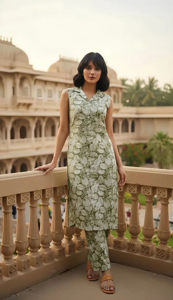 Pastel_Green_Sleeveless_Kurti-Set