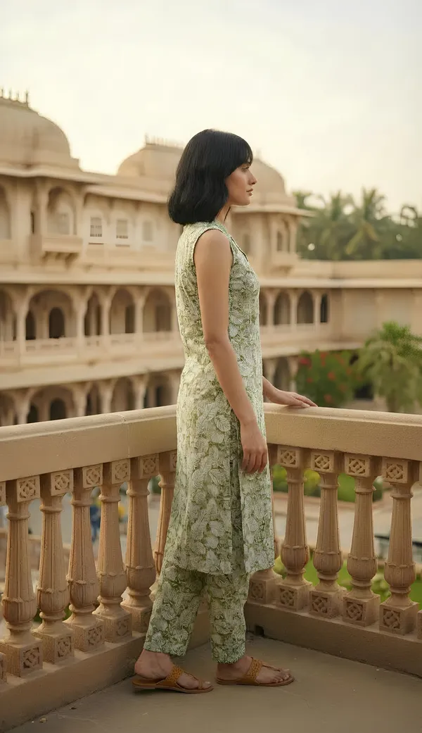 Pastel_Green_Sleeveless_Kurti-Set