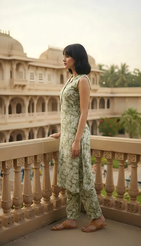 Pastel_Green_Sleeveless_Kurti-Set
