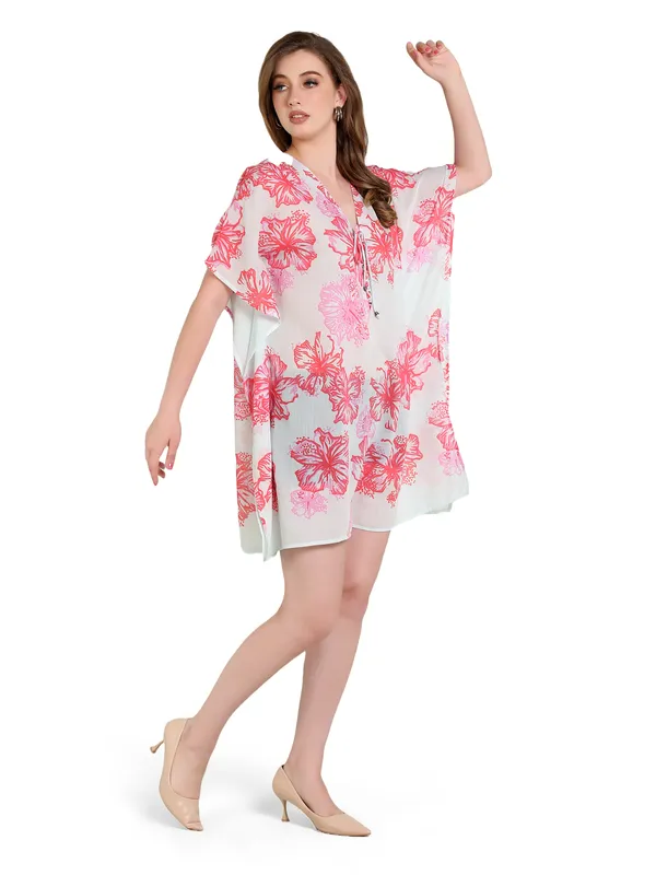 Pink_&_Red_Floral_Kaftan_Dress_For_Women
