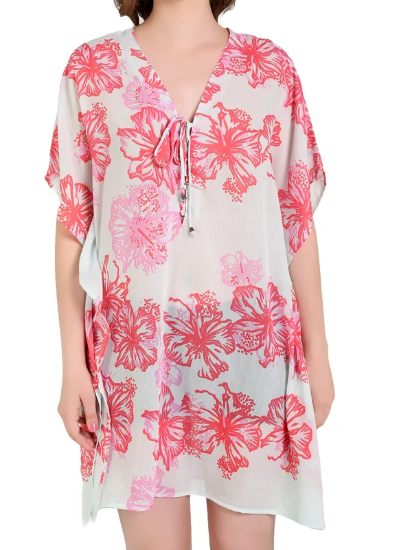 Pink_&_Red_Floral_Kaftan_Dress_For_Women
