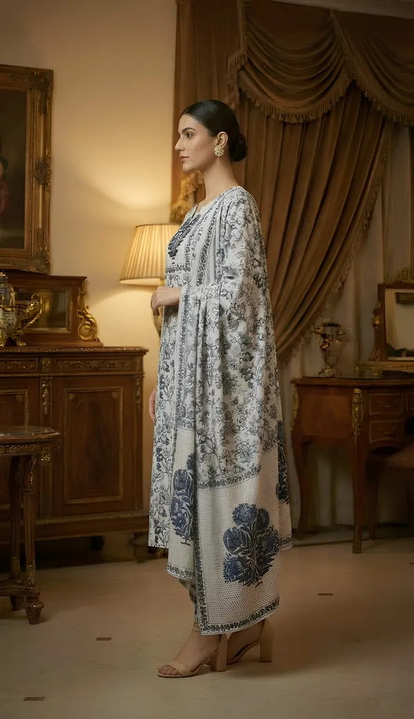 White_Printed_Kurti-Set_With_Duppata