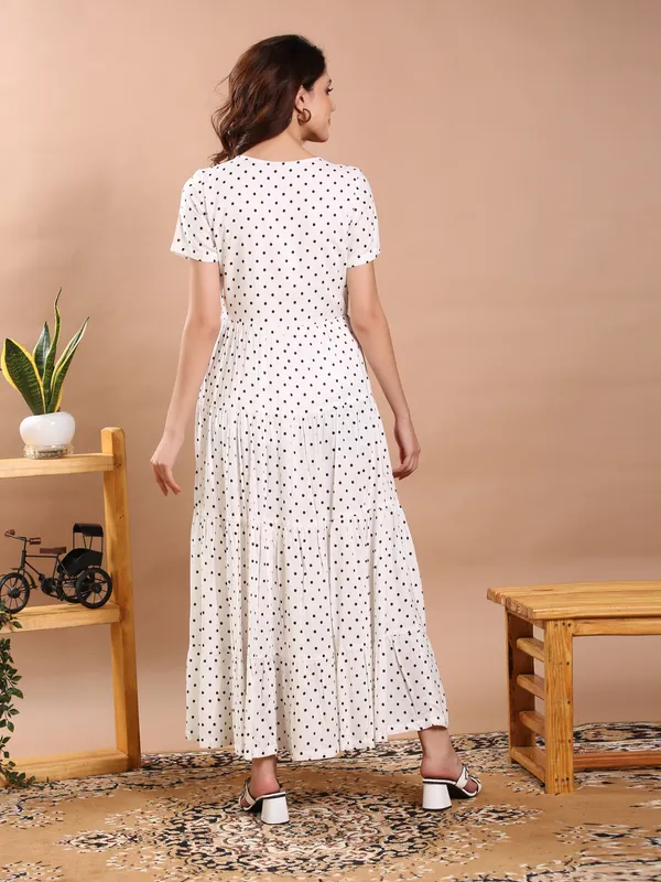 White_&_Black_Polka_Dote_Midi_Dress_For_Women
