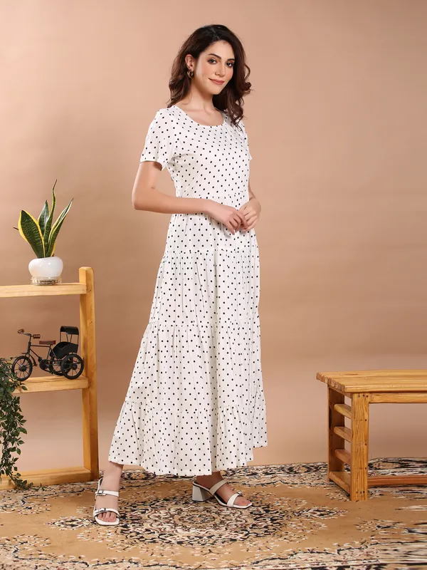 White_&_Black_Polka_Dote_Midi_Dress_For_Women
