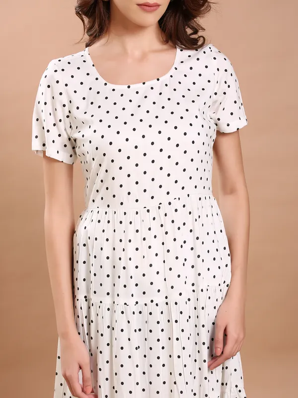 White_&_Black_Polka_Dote_Midi_Dress_For_Women