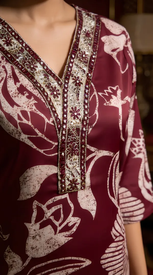 Wine_Cotton_Kurti-Set_With_Mul_Duppata