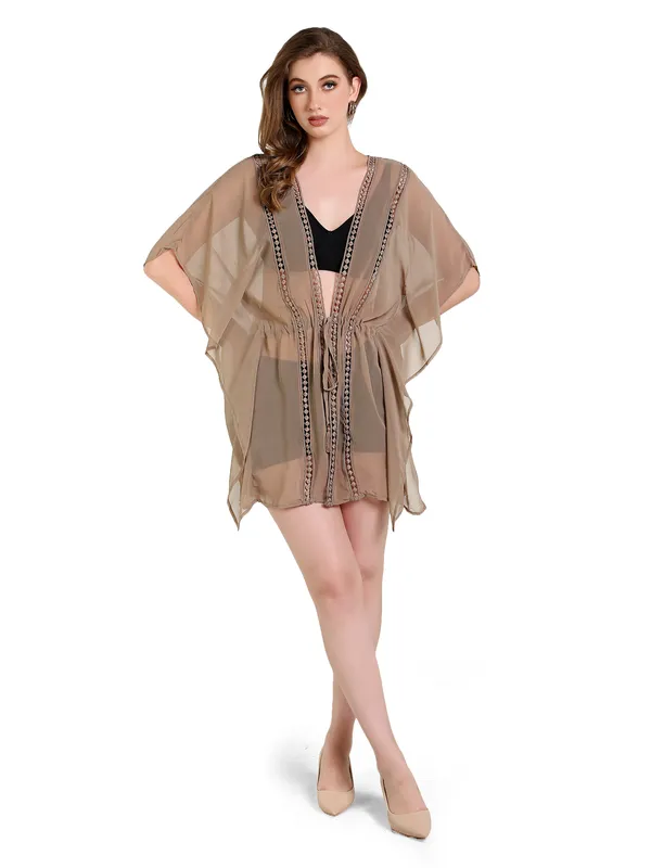 Shrug_Style_Knee_Length_Kaftan_Dress_For_Women