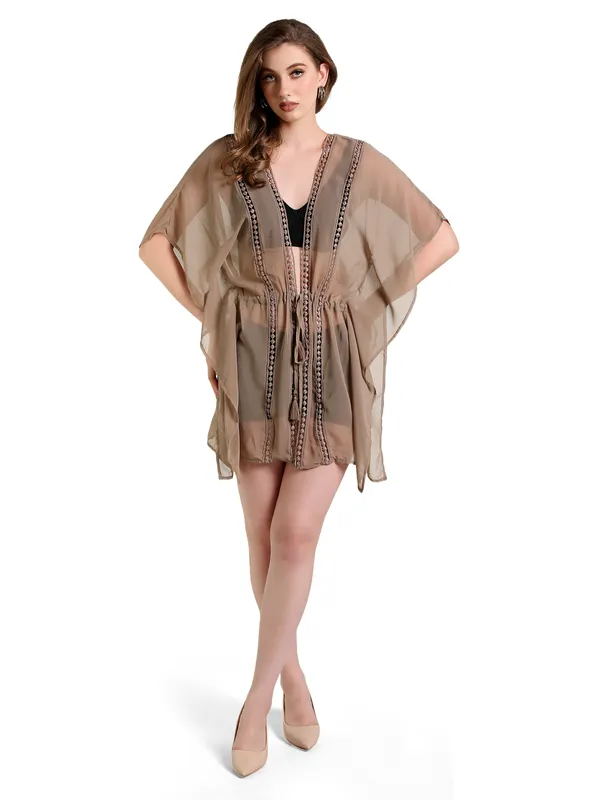 Shrug_Style_Knee_Length_Kaftan_Dress_For_Women