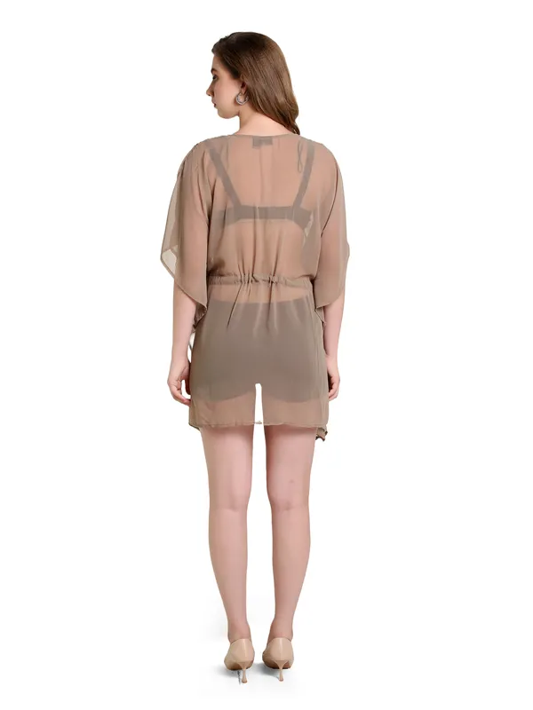 Shrug_Style_Knee_Length_Kaftan_Dress_For_Women