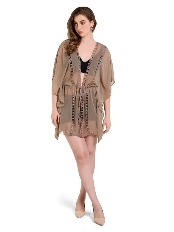 Shrug_Style_Knee_Length_Kaftan_Dress_For_Women
