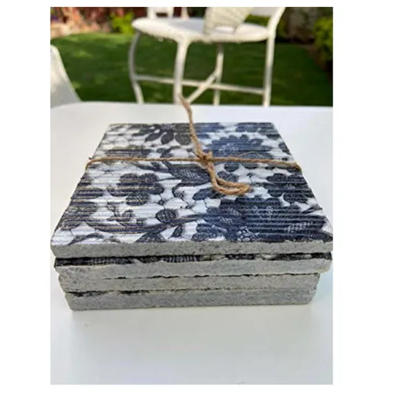 _Coasters_-_Black_and_White_Designer_Handcrafted_Marble_Natural_Stone_Table,_Glass_and_Tea/Coffee_Coasters_(Set_of_4)