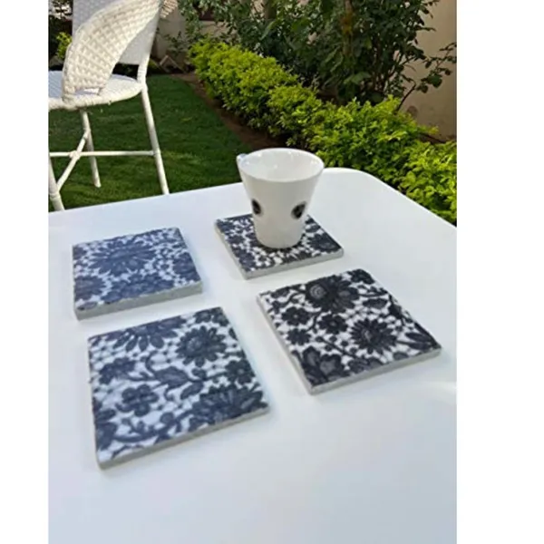 _Coasters_-_Black_and_White_Designer_Handcrafted_Marble_Natural_Stone_Table,_Glass_and_Tea/Coffee_Coasters_(Set_of_4)
