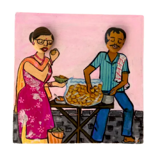 Delicious_flavours_of_India_pebble_wall_paintings_for_home_office_wall_dacor_-_Chaat_paani_puri_Stalls_of_India